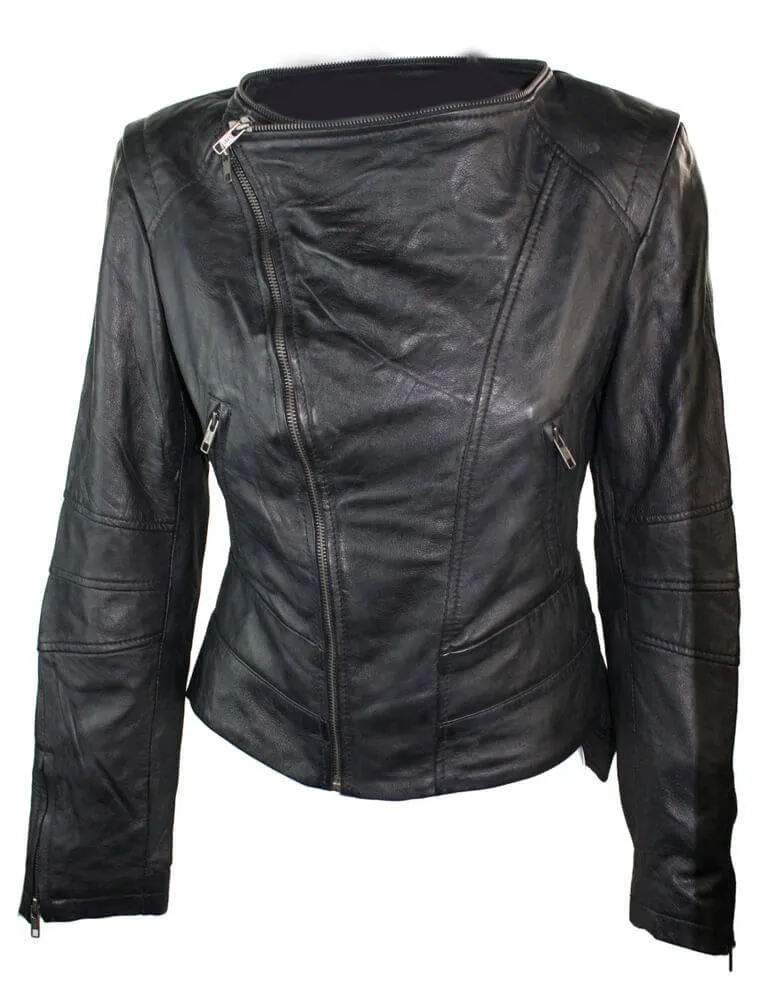 Stylish Brand New Women's Fashion Motorcycle Cow Leather Slim fit Jacket