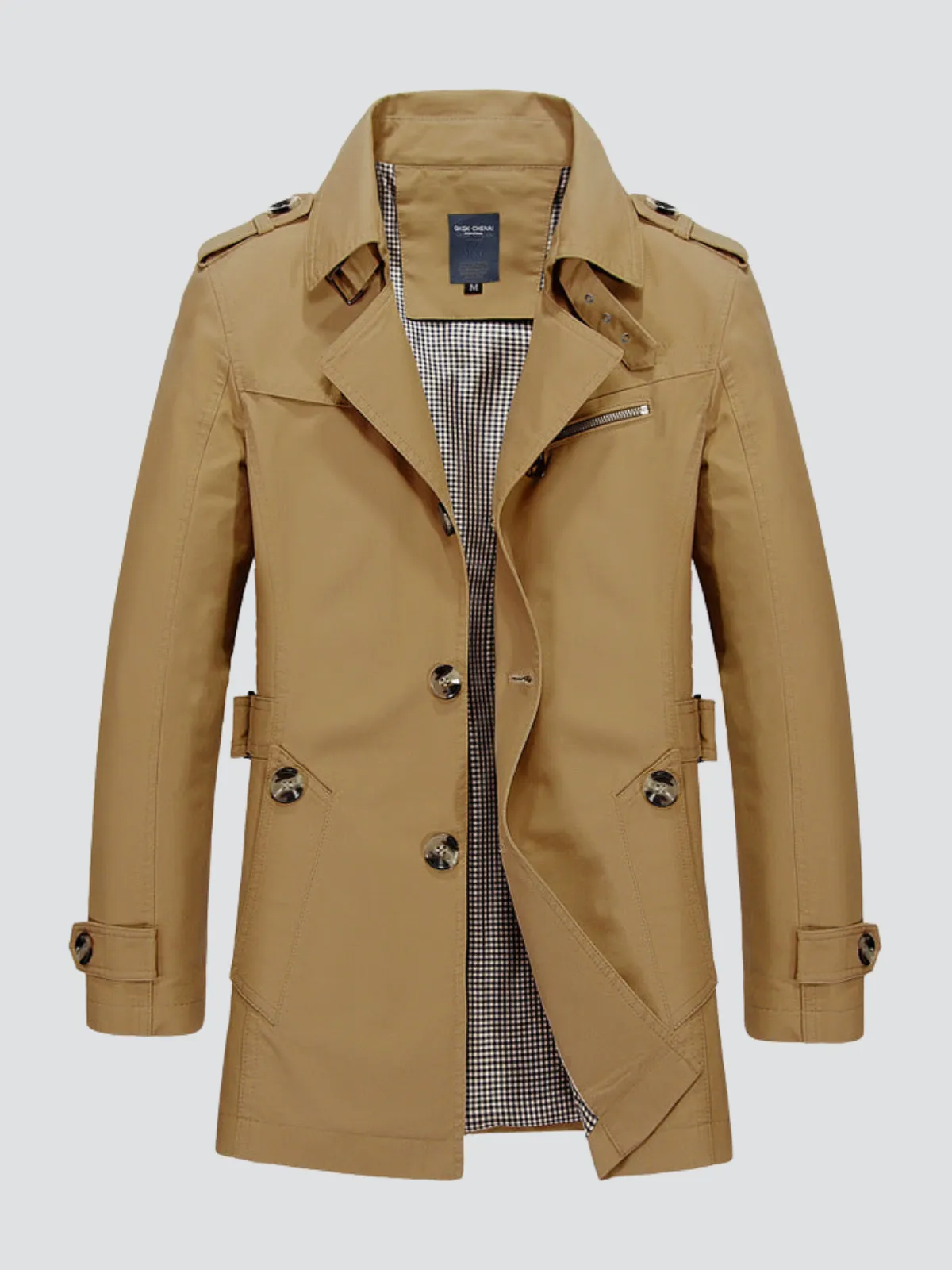 Stylish Cotton Windbreaker Jacket for Men - Drayton Long Weatherproof Coat with High Collar and Spacious Pockets