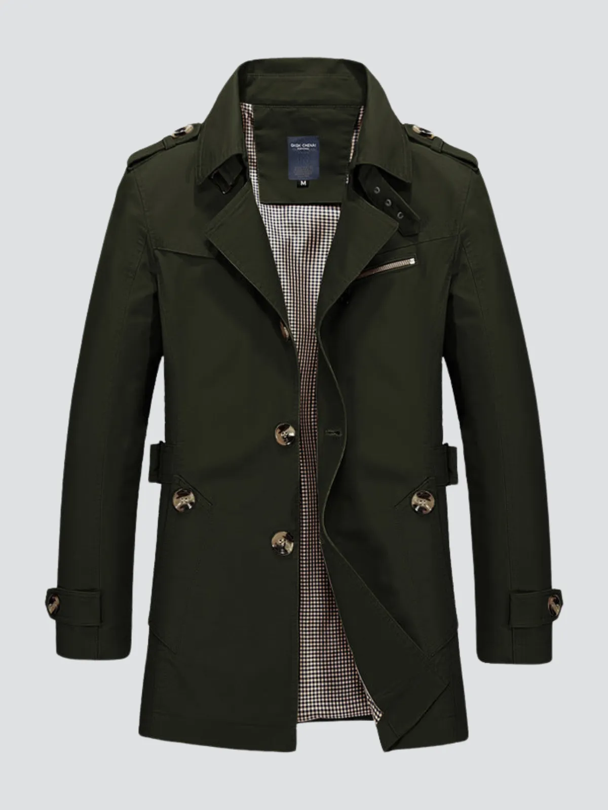 Stylish Cotton Windbreaker Jacket for Men - Drayton Long Weatherproof Coat with High Collar and Spacious Pockets