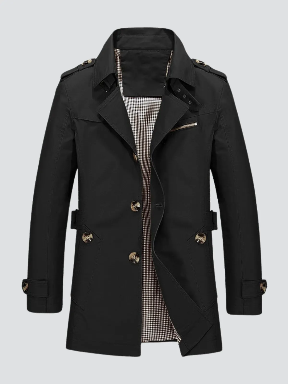 Stylish Cotton Windbreaker Jacket for Men - Drayton Long Weatherproof Coat with High Collar and Spacious Pockets