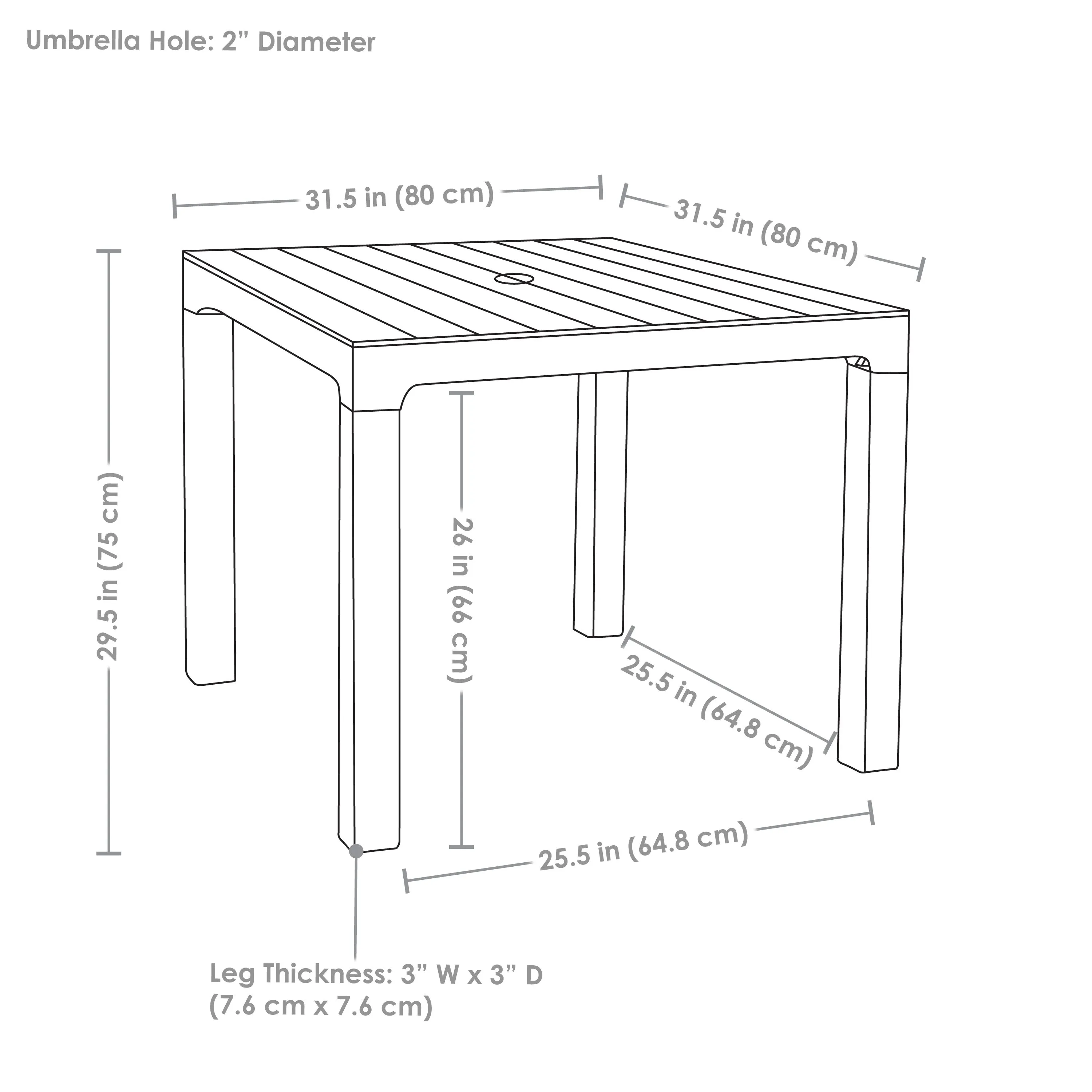 Sunnydaze Plastic Patio Dining Table with Faux Wood Top - Champagne