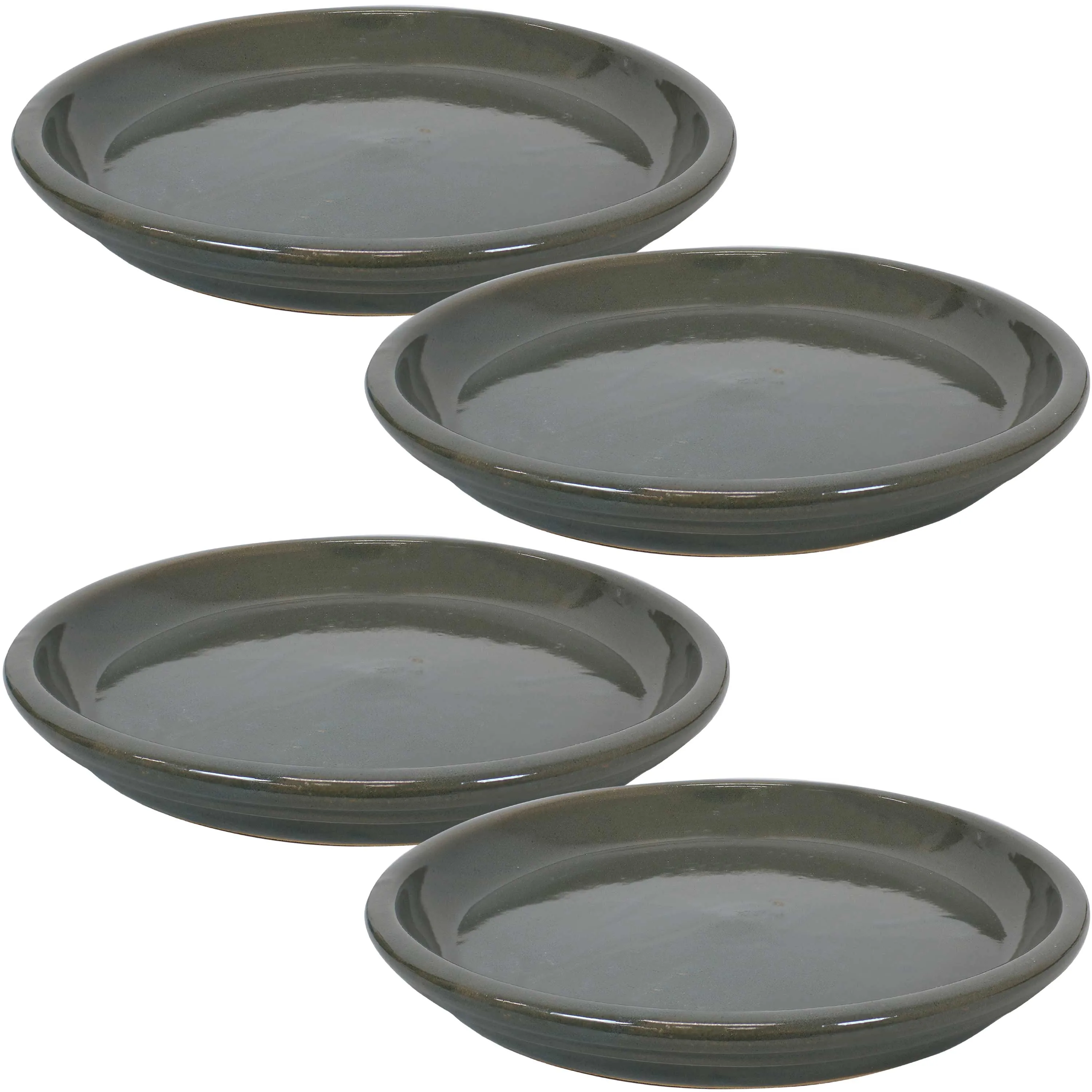 Sunnydaze Set of 4 Glazed Ceramic Planter Saucers