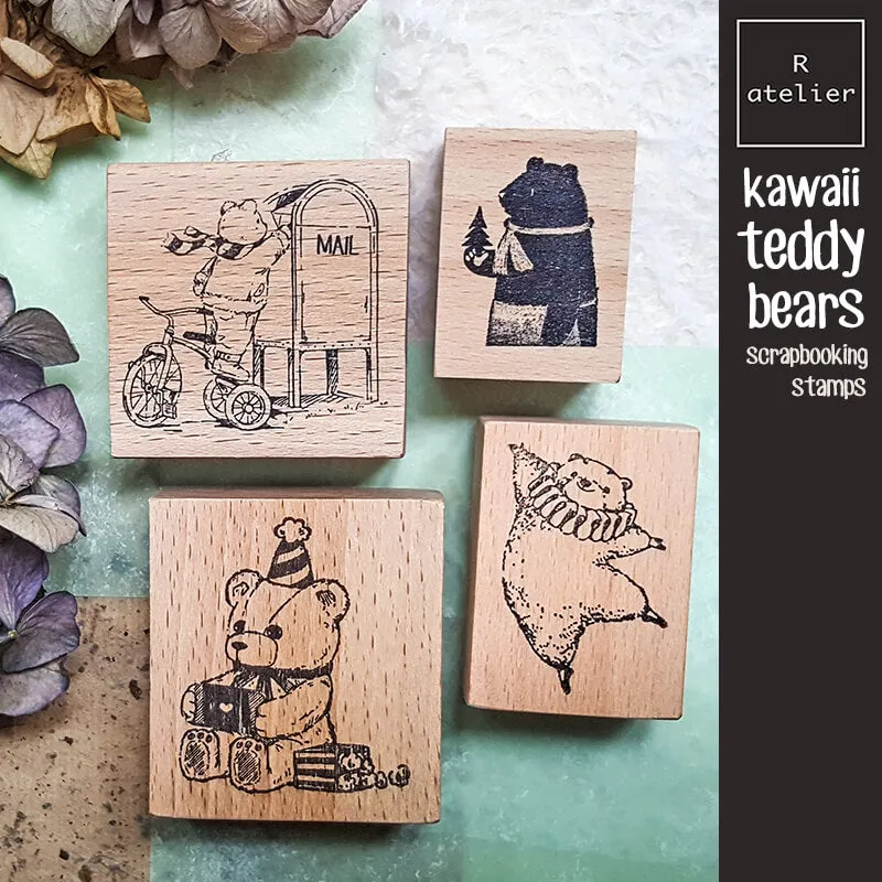 teddy bear kawaii Scrapbooking Wooden Stamp