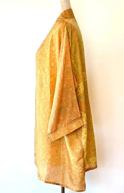 The Accessory In Demand, Short Silk Kimono Jacket, A Beauty In Bronze