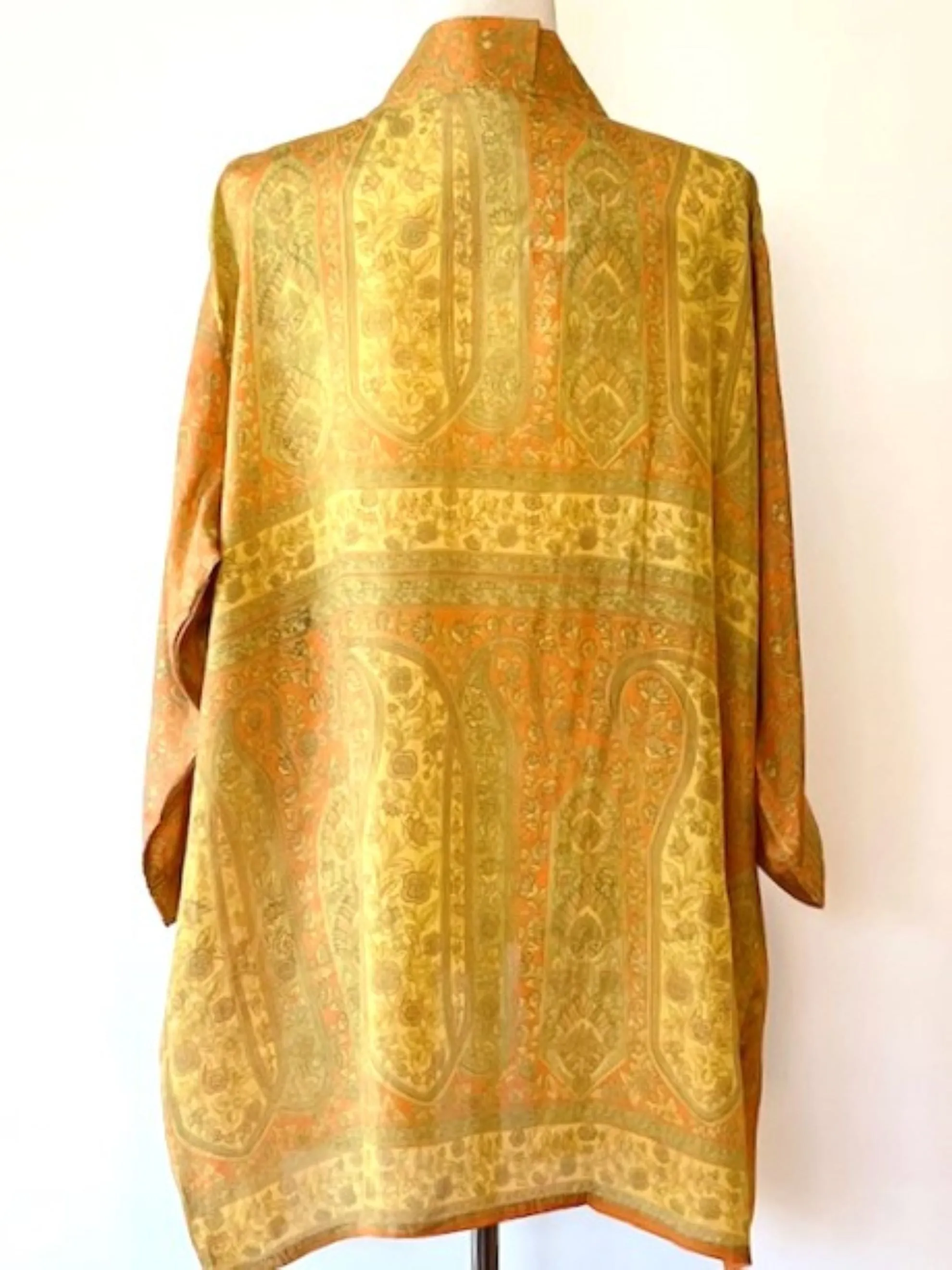 The Accessory In Demand, Short Silk Kimono Jacket, A Beauty In Bronze