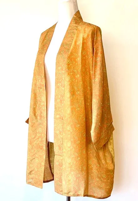 The Accessory In Demand, Short Silk Kimono Jacket, A Beauty In Bronze