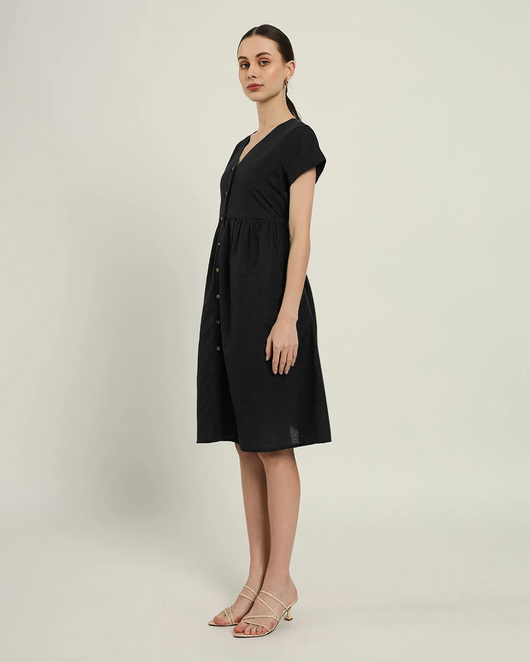 The Valence Daisy Noir Linen Dress