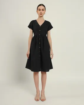 The Valence Daisy Noir Linen Dress