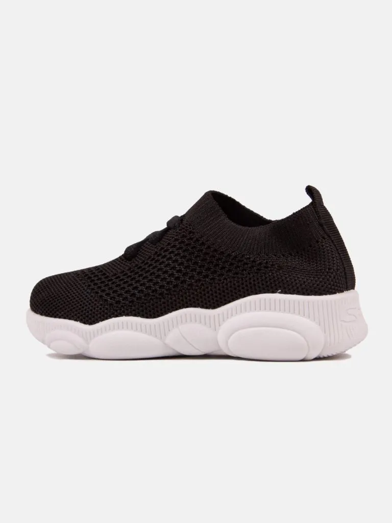 Unisex Mesh Sock Shoes Trainers with Teddy Design Sole - Black