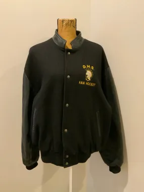 Vintage Dartmouth High School AAA Hockey Black Varsity Jacket, Made in Canada