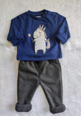 Winter Unicorn Sweatshirt And Gray Trouser Set