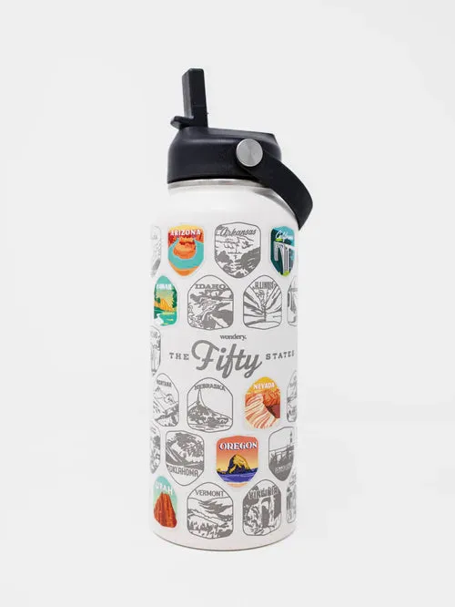 Wondery Outdoors Fifty States Bucket List Water Bottle